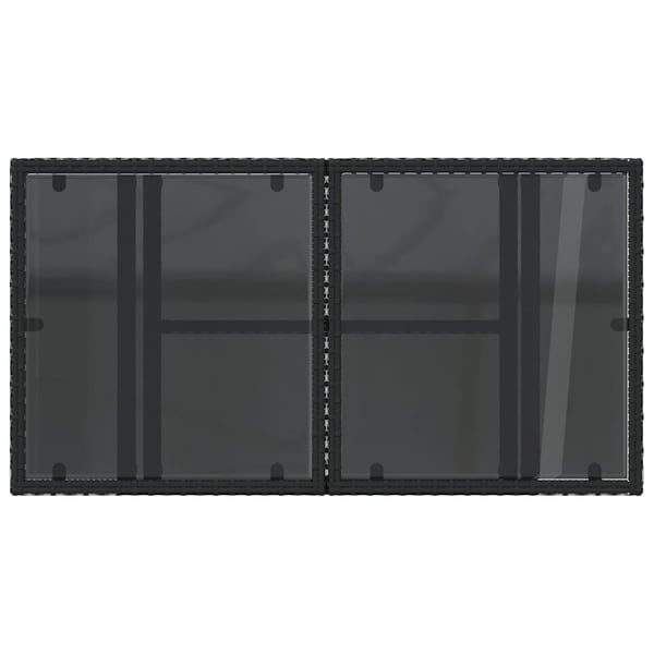 vidaXL Puutarhapöytä lasipöytälevy musta 100x55x73 cm polyrottinki