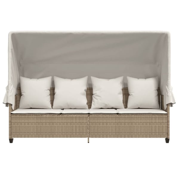 vidaXL loungesofa med baldakin og hynder polyrattan beige