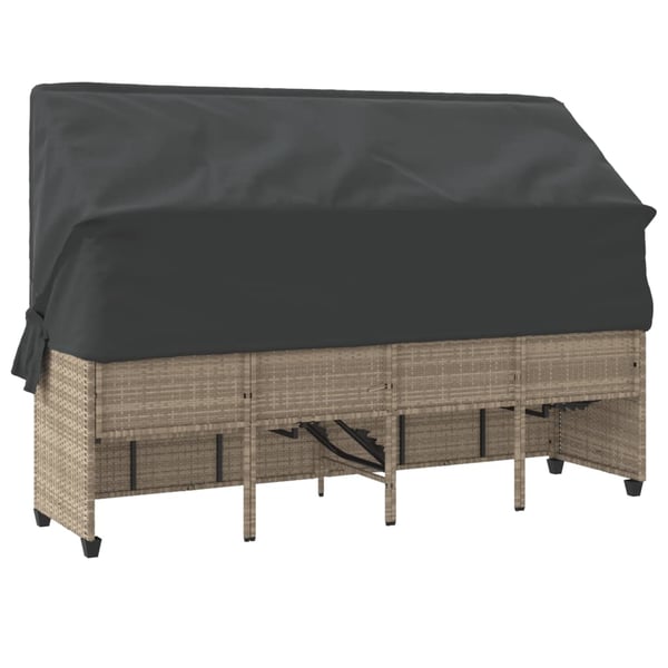 vidaXL loungesofa med baldakin og hynder polyrattan lysegrå