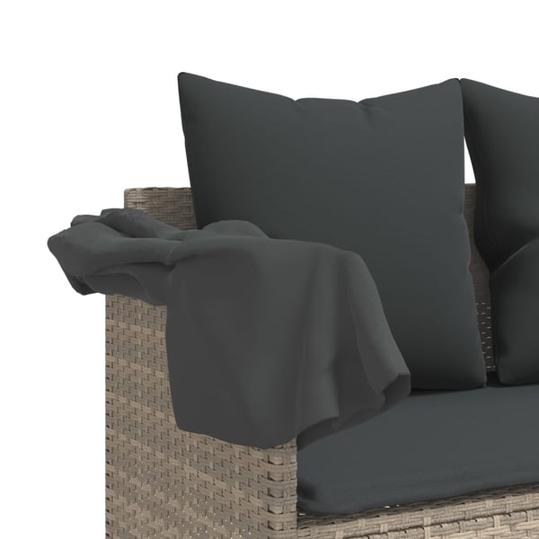 vidaXL loungesofa med baldakin og hynder polyrattan lysegrå