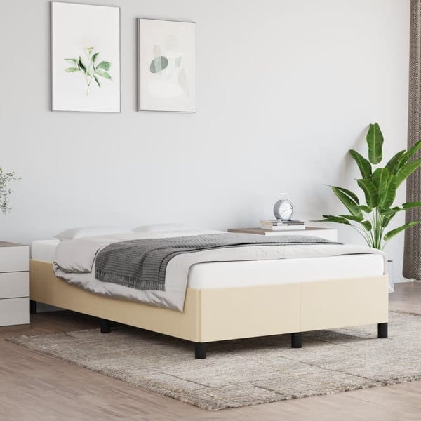 vidaXL sengeramme uden madras 120x190 cm stof cremefarvet