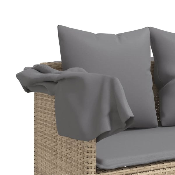 vidaXL loungesofa med baldakin og hynder polyrattan beige