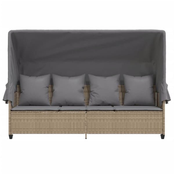 vidaXL loungesofa med baldakin og hynder polyrattan beige