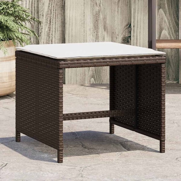 vidaXL haveskamler 4 stk. med hynder 41x41x36 cm polyrattan brun