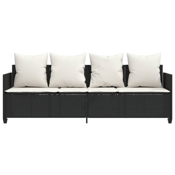 vidaXL loungesofa med hynder polyrattan sort