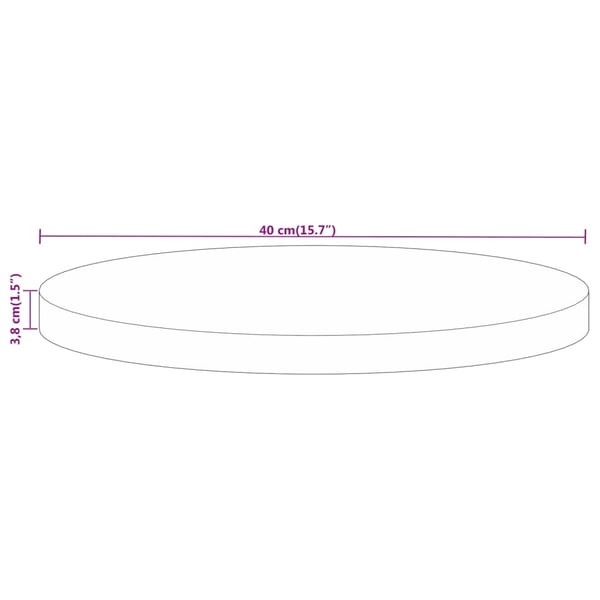 vidaXL Bordplate Ø 40x3,8 cm rund grovt heltre mango