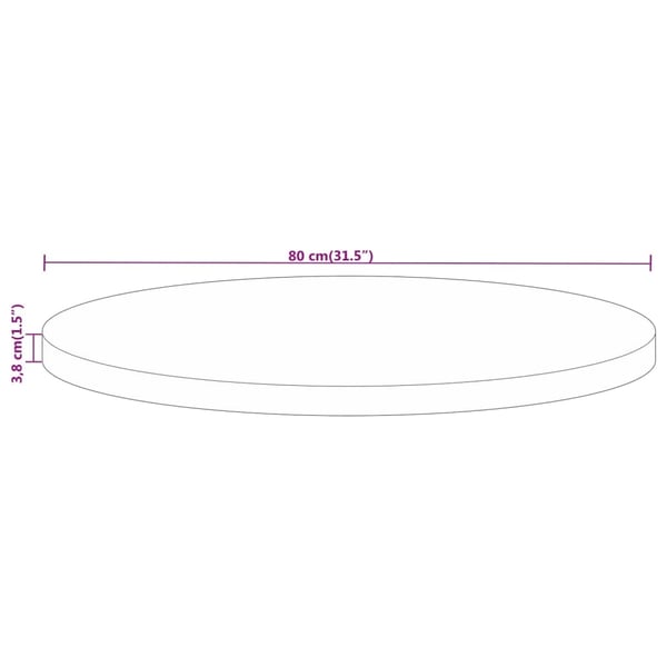 vidaXL Bordplate Ø 80x3,8 cm rund grovt heltre mango