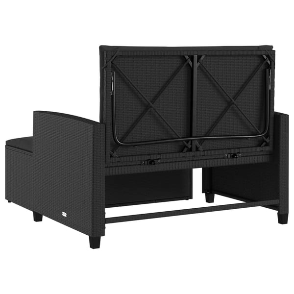 vidaXL 2-personers havesofa med hynder polyrattan sort