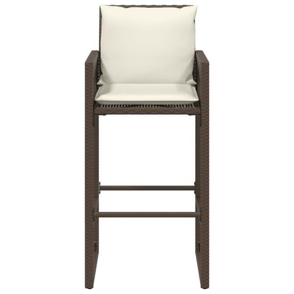vidaXL udendørs barstole med hynder 2 stk. polyrattan brun