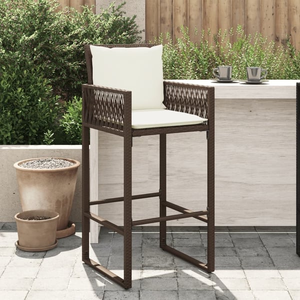 vidaXL udendørs barstole med hynder 2 stk. polyrattan brun