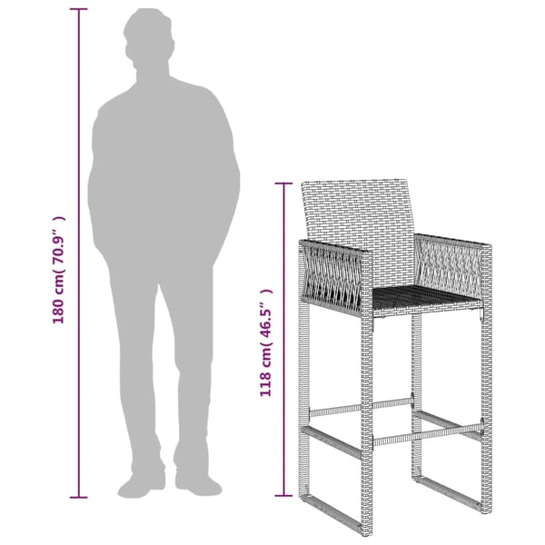 vidaXL udendørs barstole 2 stk. polyrattan grå