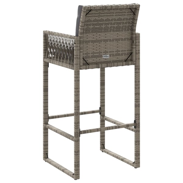vidaXL barstole til haven med hynder 2 stk. polyrattan grå