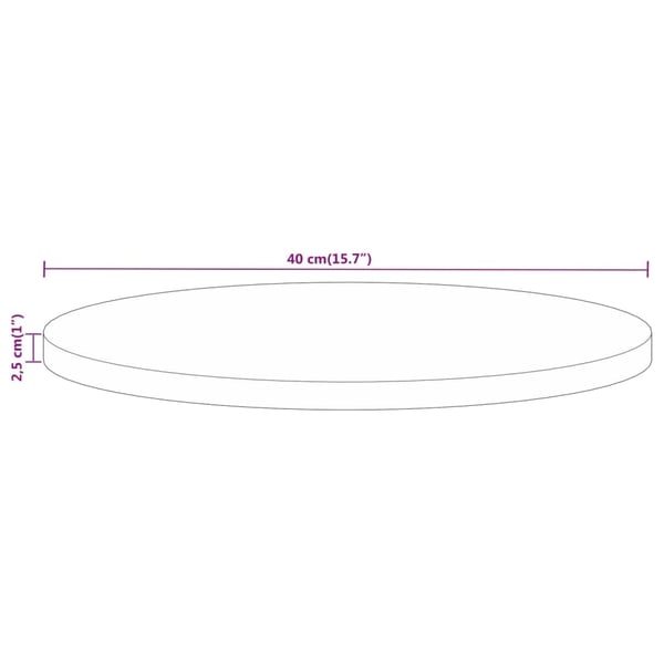 vidaXL Bordplate Ø 40x2,5 cm rund heltre mango