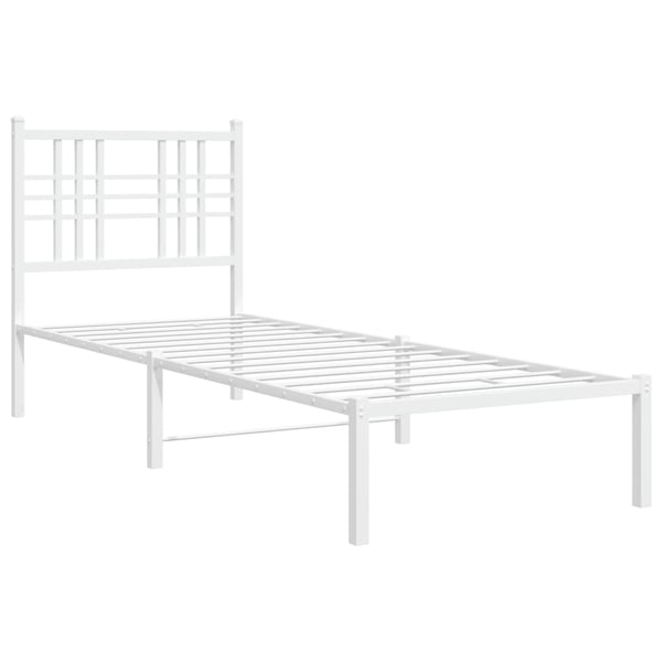 vidaXL Sengeramme i metall uten madrass med hodegavl hvit 75x190 cm