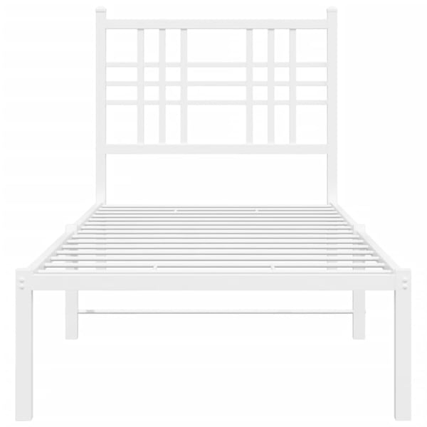 vidaXL Sengeramme i metall uten madrass med hodegavl hvit 75x190 cm