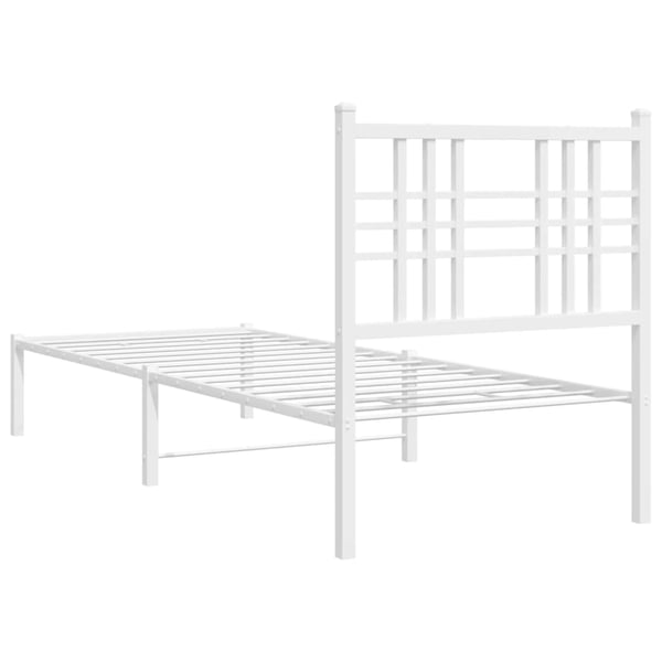 vidaXL Sengeramme i metall med hodegavl hvit 80x200 cm