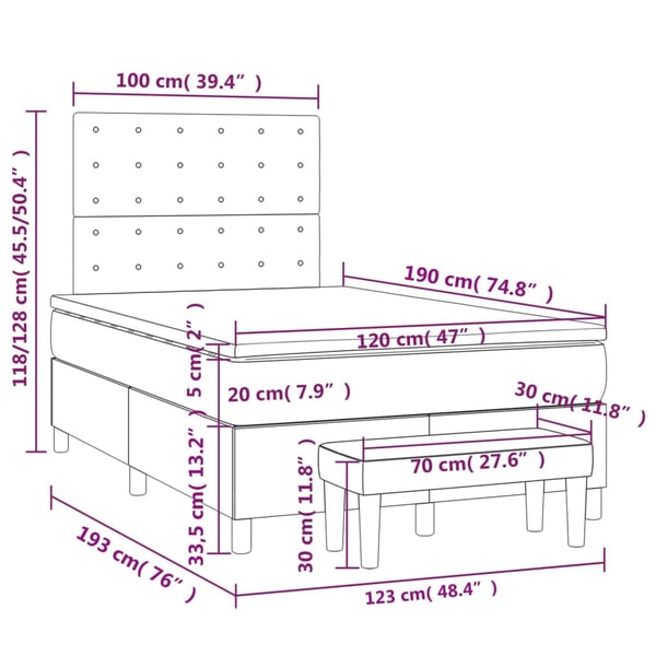 vidaXL Ramsäng med madrass svart 120x190 cm sammet
