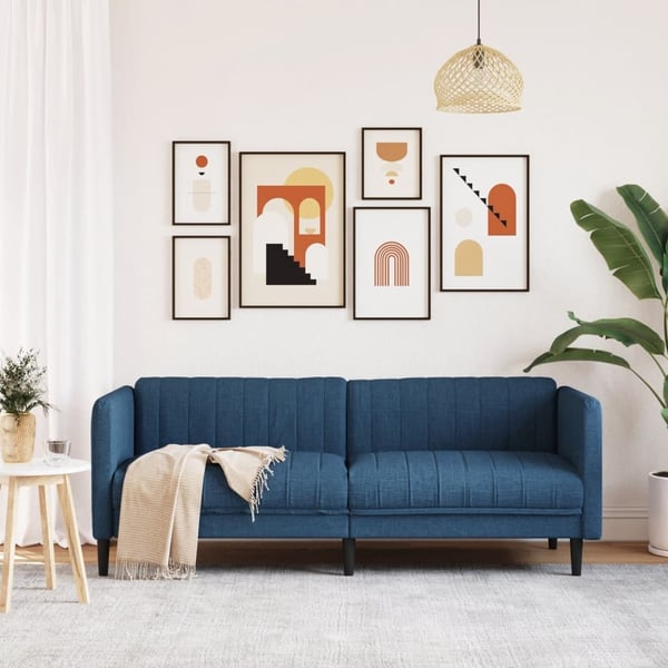 vidaXL 3-personers sofa stof blå