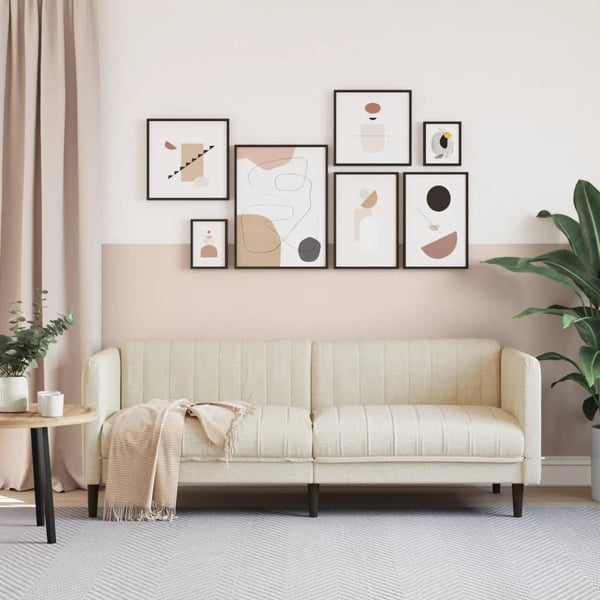 vidaXL 3-personers sofa stof cremefarvet