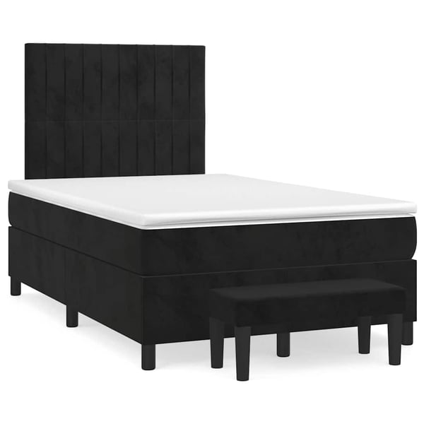 vidaXL kontinentalseng med madras 120x190 cm velour sort