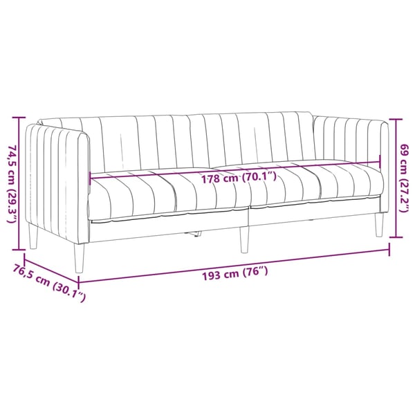 vidaXL Soffa 3-sits brun konstmocka