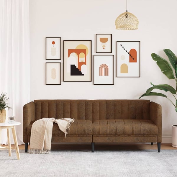 vidaXL Soffa 3-sits brun konstmocka