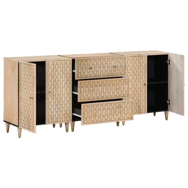 vidaXL Sideskap 3 stk 60x33x75 cm heltre mango