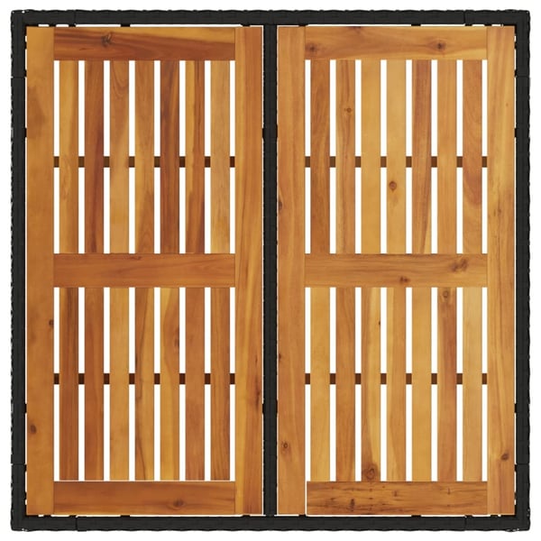 vidaXL Puutarhapöytä akasiapuu ja polyrottinki musta 90x90x75 cm