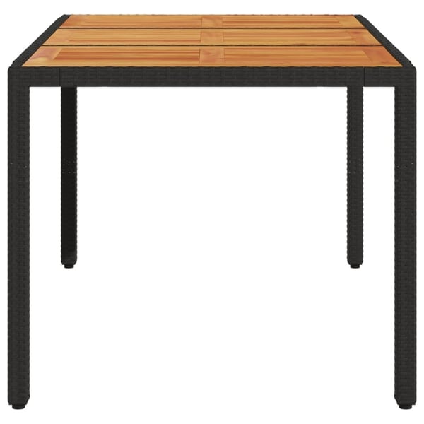 vidaXL havebord med akacietop 150x90x75 cm polyrattan sort
