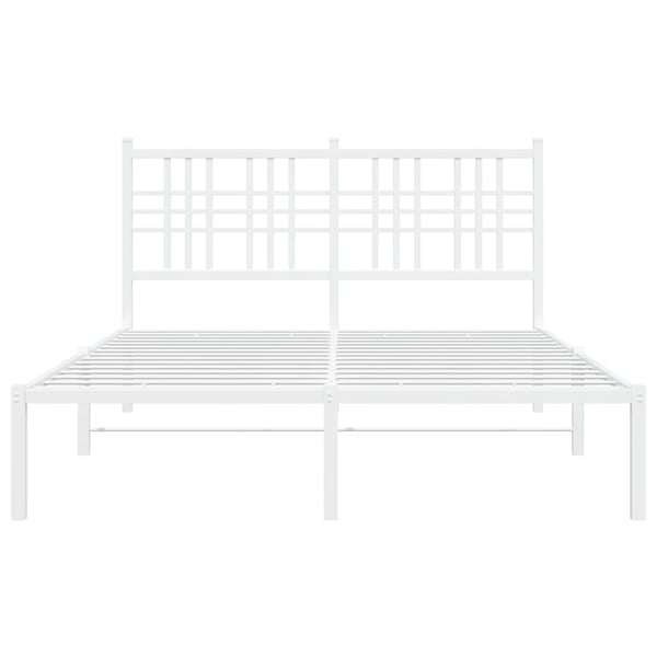 vidaXL Sengeramme i metall med hodegavl hvit 120x200 cm