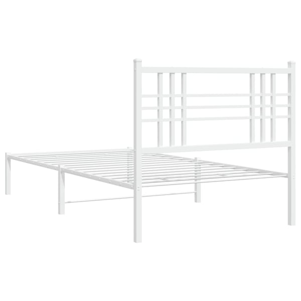 vidaXL Sengeramme i metall med hodegavl hvit 100x200 cm