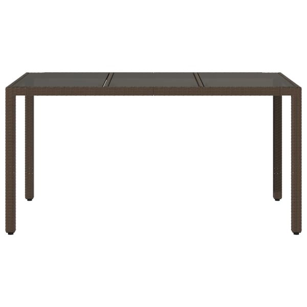 vidaXL Puutarhapöytä lasipöytälevy ruskea 150x90x75 cm polyrottinki