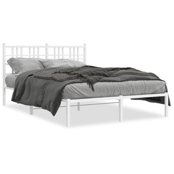 vidaXL Sengeramme i metall med hodegavl hvit 140x200 cm