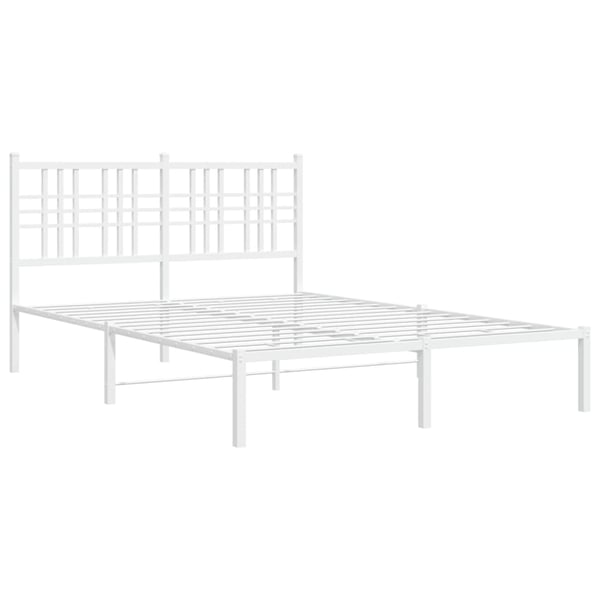 vidaXL Sengeramme i metall med hodegavl hvit 140x200 cm