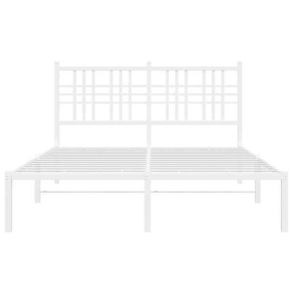 vidaXL Sengeramme i metall med hodegavl hvit 140x200 cm