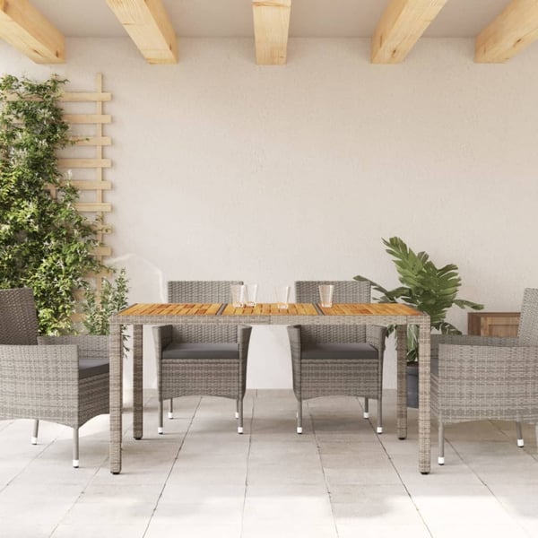 vidaXL havebord med akacietop 150x90x75 cm polyrattan grå