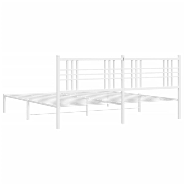 vidaXL Sengeramme i metall med sengegavl hvit 200x200 cm