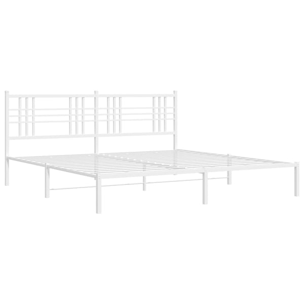 vidaXL Sengeramme i metall med sengegavl hvit 200x200 cm