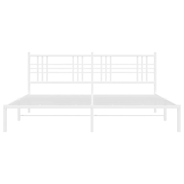 vidaXL Sengeramme i metall med sengegavl hvit 200x200 cm