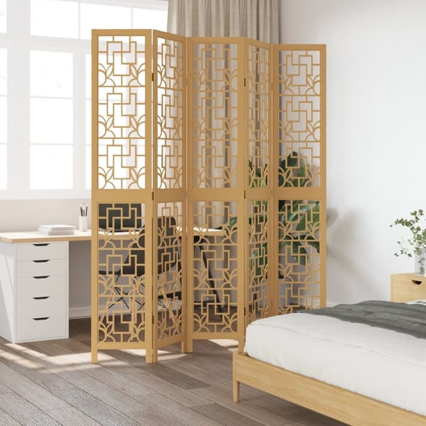 vidaXL Romdeler 5 paneler brun heltre keisertre