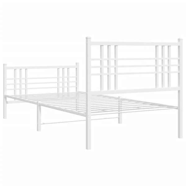 vidaXL Sengeramme i metall med hode- og fotgavl hvit 90x190 cm