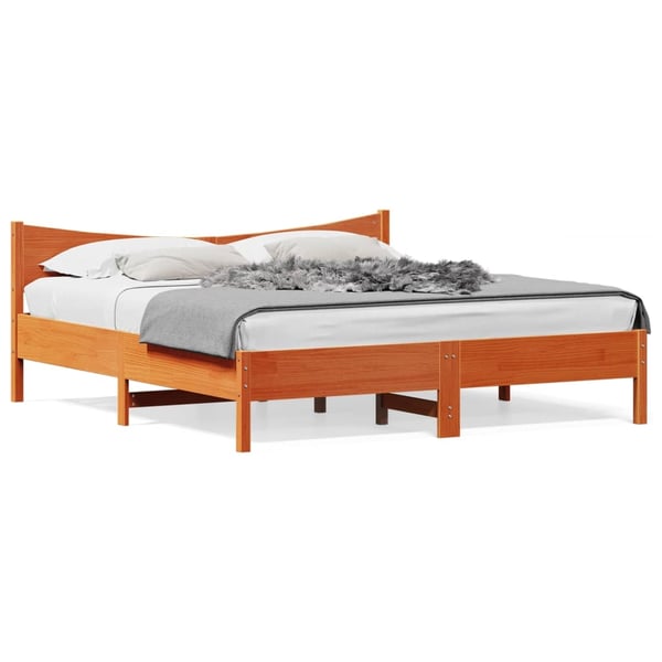 vidaXL Sengeramme uten madrass voksbrun 180x200 cm heltre furu