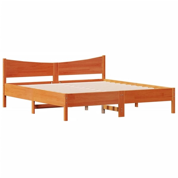 vidaXL Sengeramme uten madrass voksbrun 180x200 cm heltre furu