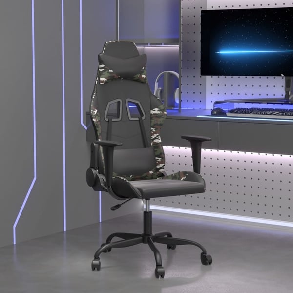 vidaXL gamingstol m. massagefunktion kunstlæder sort og camouflage