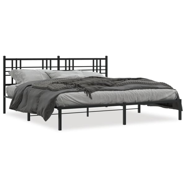 vidaXL Sengeramme i metall med sengegavl svart 183x213 cm