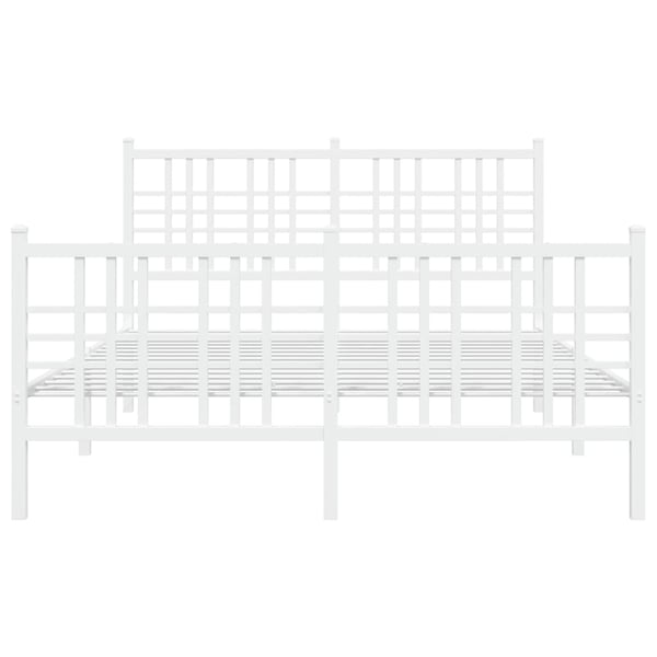 vidaXL Sengeramme i metall med hode- og fotgavl hvit 140x200 cm