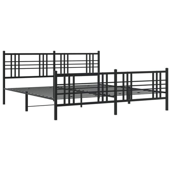 vidaXL Sengeramme i metall med hode- og fotgavl svart 193x203 cm