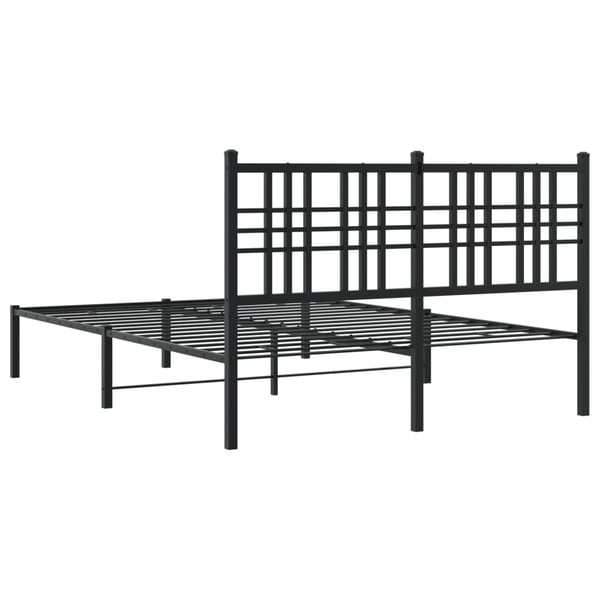 vidaXL Sengeramme i metall med hodegavl svart 135x190 cm