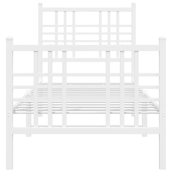 vidaXL Sengeramme i metall med hode- og fotgavl hvit 80x200 cm