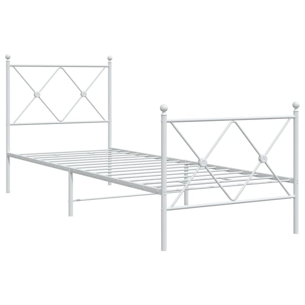 vidaXL Sengeramme i metall med hode- og fotgavl hvit 75x190 cm